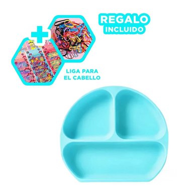 PACK6 TAZON DE ALIMENTO BEBE EN 3 SECCIONES CELESTE