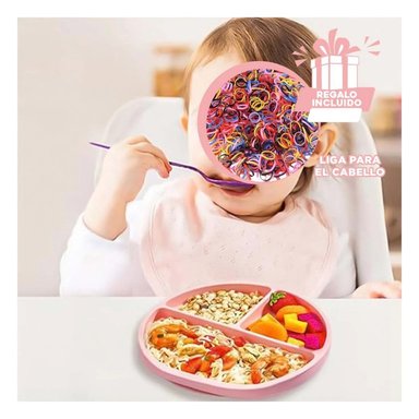 PACK6 TAZON DE ALIMENTO BEBE EN 3 SECCIONES ROSADO