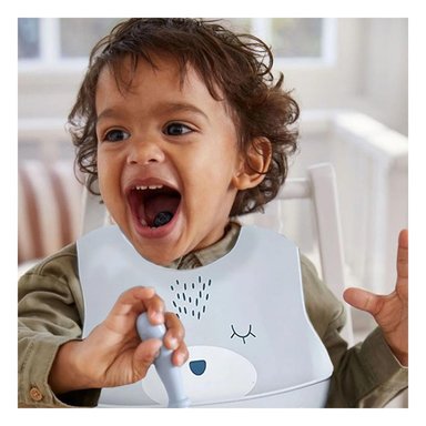 PACK2 BABERO DE SILICONA INFANTIL CON ESTAMPADO EN PLOMO