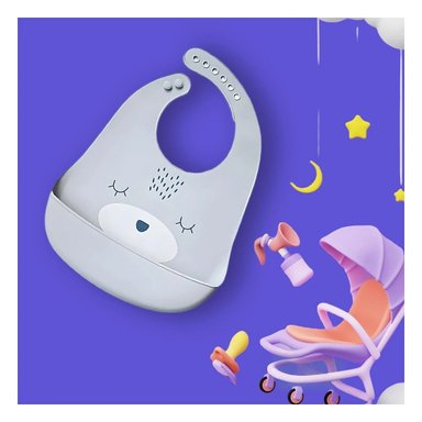 PACK2 PECHERA INFANTIL SILICONA CON CARITA PLOMO DURADERO Y FACIL - 5