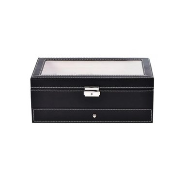 PACK2 COFRE EXHIBIDOR ELEGANTE PARA 12 RELOJES CON 2 NIVELES NEGRO Y+REGALO STICKER - 2