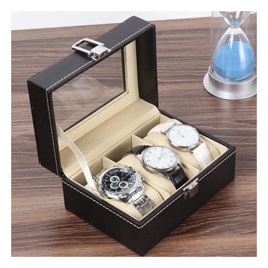 PACK2 EXHIBIDOR COMPACTO TRIPLE PARA RELOJES COLOR NEGRO Y+PAPEL REGALO - 5