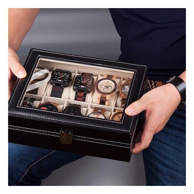 PACK6 GUARDA RELOJES NEGRO PARA 10 PIEZAS CON FORRO PROTECTOR - 5