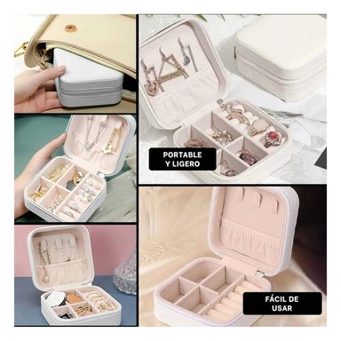 PACK2 MINI CAJA DE JOYAS PORTATIL BLANCO Y+REGALO STICKERS