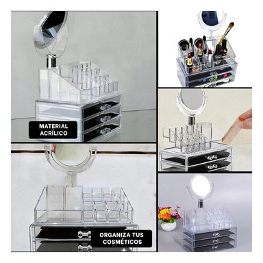 PACK4 ORGANIZADOR CON ESPEJO TRANSPARENTE Y+REGALO STICKERS