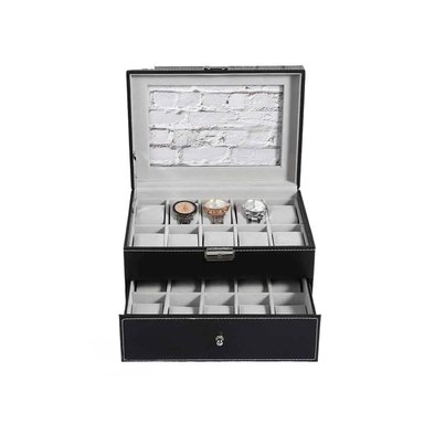 PACK2 ORGANIZADOR DE 2 NIVELES PARA RELOJES Y PULSERAS NEGRO