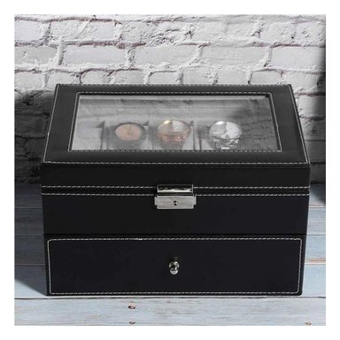 PACK2 COFRE ORGANIZADOR NEGRO CON 2 NIVELES PARA 12 RELOJES PULSERAS - 5
