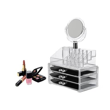 PACK2 ORGANIZADOR DE COSMETICOS CON CAJON ESPEJO TRANSPARENT