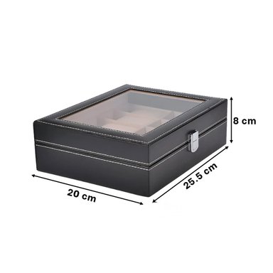 PACK2 COFRE MODERNO PARA 10 RELOJES NEGRO CON BASE ACOLCHADA - 4