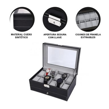 PACK4 CAJA VERSATIL PARA GUARDAR RELOJES EN NEGRO
