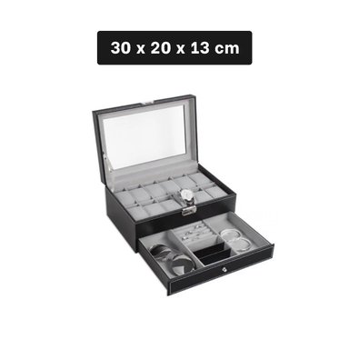 PACK4 BAUL ORGANIZADOR NEGRO 2 NIVELES PARA 12 RELOJES PULSERAS Y+REGALO STICKER - 4