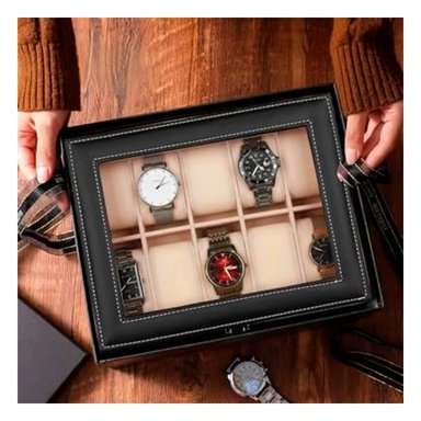 PACK2 EXHIBIDOR NEGRO PARA 10 RELOJES CON DISEÑO CONTEMPORANEO Y+REGALO STICKER - 3