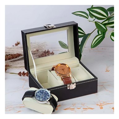 PACK12 CONTENEDOR NEGRO TRIPLE PARA RELOJES CON TAPA VISIBLE - 3