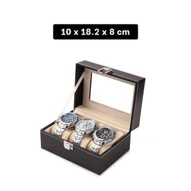 PACK12 CONTENEDOR NEGRO TRIPLE PARA RELOJES CON TAPA VISIBLE - 4