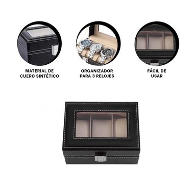 PACK4 CAJA VERSATIL PARA ALMACENAR RELOJES NEGRO
