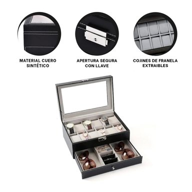 PACK4 CAJA UTIL PARA RELOJES TONO NEGRO Y+PAPEL DE REGALO