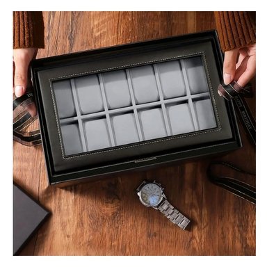 PACK4 BAUL PORTA RELOJES CON 2 NIVELES PARA 12 RELOJES PULSERAS Y ANILLOS Y+PAPEL REGALO - 5