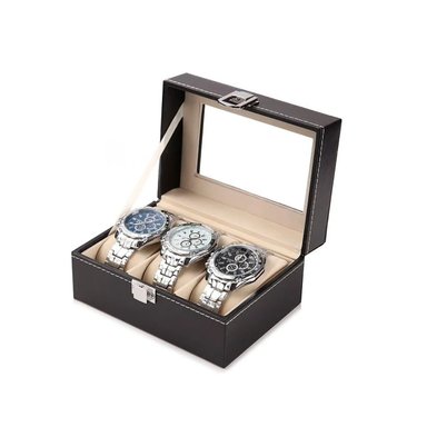 PACK2 EXHIBIDOR ELEGANTE PARA 3 RELOJES NEGRO CON INTERIOR SUAVE Y+REGALO STICKER - 2