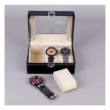 PACK6 GUARDA RELOJES EJECUTIVO NEGRO PARA COLECCION PERSONAL Y+PAPEL REGALO - 2