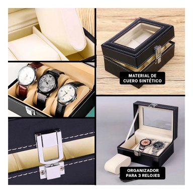 PACK6 GUARDA RELOJES EJECUTIVO NEGRO PARA COLECCION PERSONAL Y+PAPEL REGALO - 3