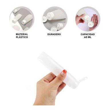 PACK4 ENVASES MUY PRACTICO DE VIAJE EN COLOR BLANCO