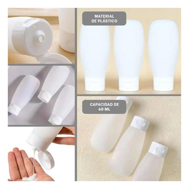 PACK4 BOTELLAS DE PLASTICO PORTATIL 60ML Y+REGALO STICKERS