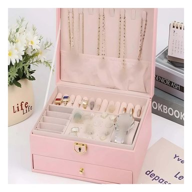 PACK2 JOYERO LLAVE Y PORTABLE ROSADO Y+REGALO STICKERS