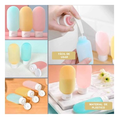 PACK4 FRASCOS DE MANO RECARGABLES Y EXPRIMIBLES MULTICOLOR 60 ML GEL Y SHAMPOO Y+REGALO STICKER - 2