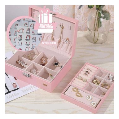 PACK6 JOYERO CON DIVISION 23X17X9CM ROSA Y+REGALO STICKERS