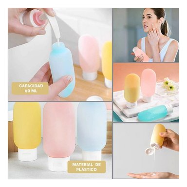 PACK12 RECIPIENTES PERSONALES RECARGABLES Y EXPRIMIBLES MULTICOLOR 60 ML JABON Y+PAPEL REGALO - 2