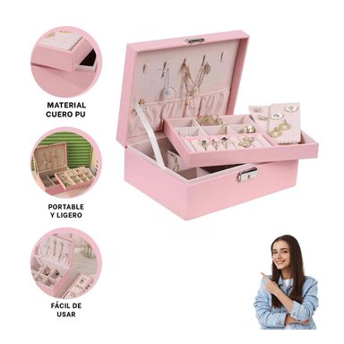 PACK2 JOYERO SEGURO EN ROSADO 23X17X9CM Y+REGALO STICKERS