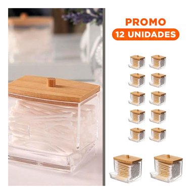 PACK12 FRASCO COMPACTO PARA ORGANIZAR HISOPOS EN TOCADOR Y+REGALO STICKER - 1