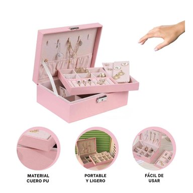 PACK2 JOYERO PARA GUARDAR ACCESORIOS 23X17X9CM ROSADO