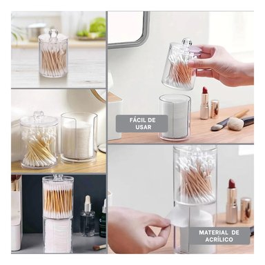 PACK4 DISPENSADOR ACRILICO PARA HISOPOS Y+REGALO STICKERS