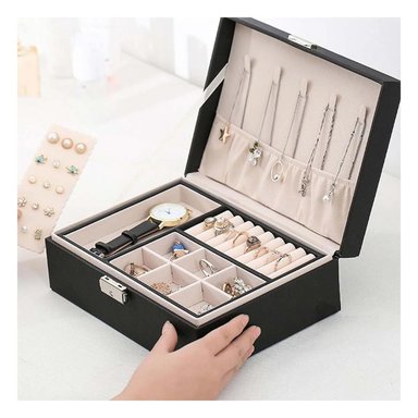 PACK4 ORGANIZADOR DE BISUTERIA NEGRO Y+BANDERITAS ADHESIVAS