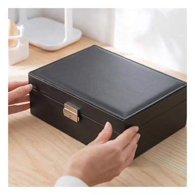 PACK2 ESTUCHE DE JOYERIA CON LLAVE NEGRO Y+LIGAS DE REGALO