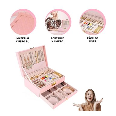 PACK4 ORGANIZADOR COLLARES FEMENINO ROSADO Y+PAPEL DE REGALO