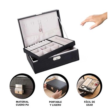 PACK2 JOYERO CON COMPARTIMIENTOS NEGRO Y+REGALO STICKERS