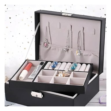 PACK4 ESTUCHE DE ACCESORIOS CON DOBLE CAPA EN COLOR NEGRO