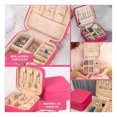 PACK4 JOYERO PORTABLE ESPACIOS EN FUCSIA Y+REGALO STICKERS