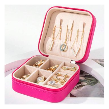 PACK2 JOYERO PORTABLE ESPACIOS FUCSIA Y+PAPEL DE REGALO