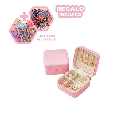 CAJITA PARA GUARDAR COLLARES ROSADO Y+LIGAS DE REGALO