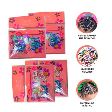 PACK4 ESTUCHE CON LIGAS PARA PEINADOS EN MULTICOLOR