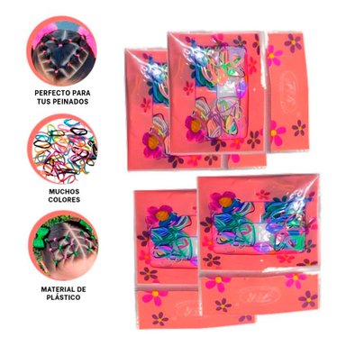 PACK6 ESTUCHE DE VARIEDAD DE LIGAS COLORIDAS PARA PEINADO