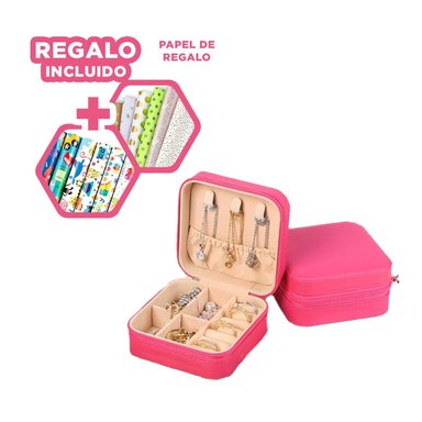 PACK12 ORGANIZADOR ARETES MUJER EN FUCSIA Y+PAPEL DE REGALO