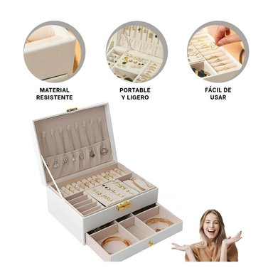 PACK2 JOYERO CON COMPARTIMENTOS CON LLAVE CON CAJON BLANCO
