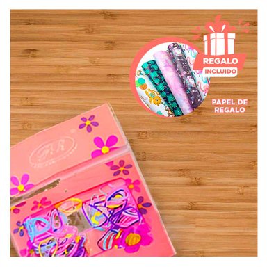 PACK12 BOLSA LIGAS PARA MELENA MULTICOLOR Y+PAPEL DE REGALO