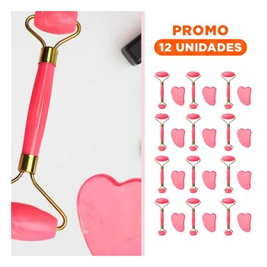 PACK12 INSTRUMENTO FACIAL ROSADO SET DE 2 DE PLASTICO PARA CUIDADO Y+REGALO STICKER - 1
