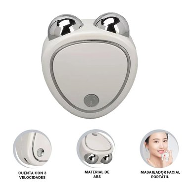 PACK2 MASAJEADOR FACIAL DOBLE RODILLO 3 VELOCIDADES BLANCO