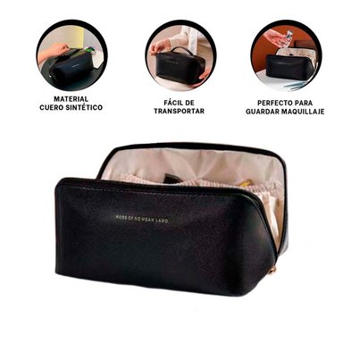 PACK12 NECESER SENCILLO DE MAQUILLAJE EN COLOR NEGRO